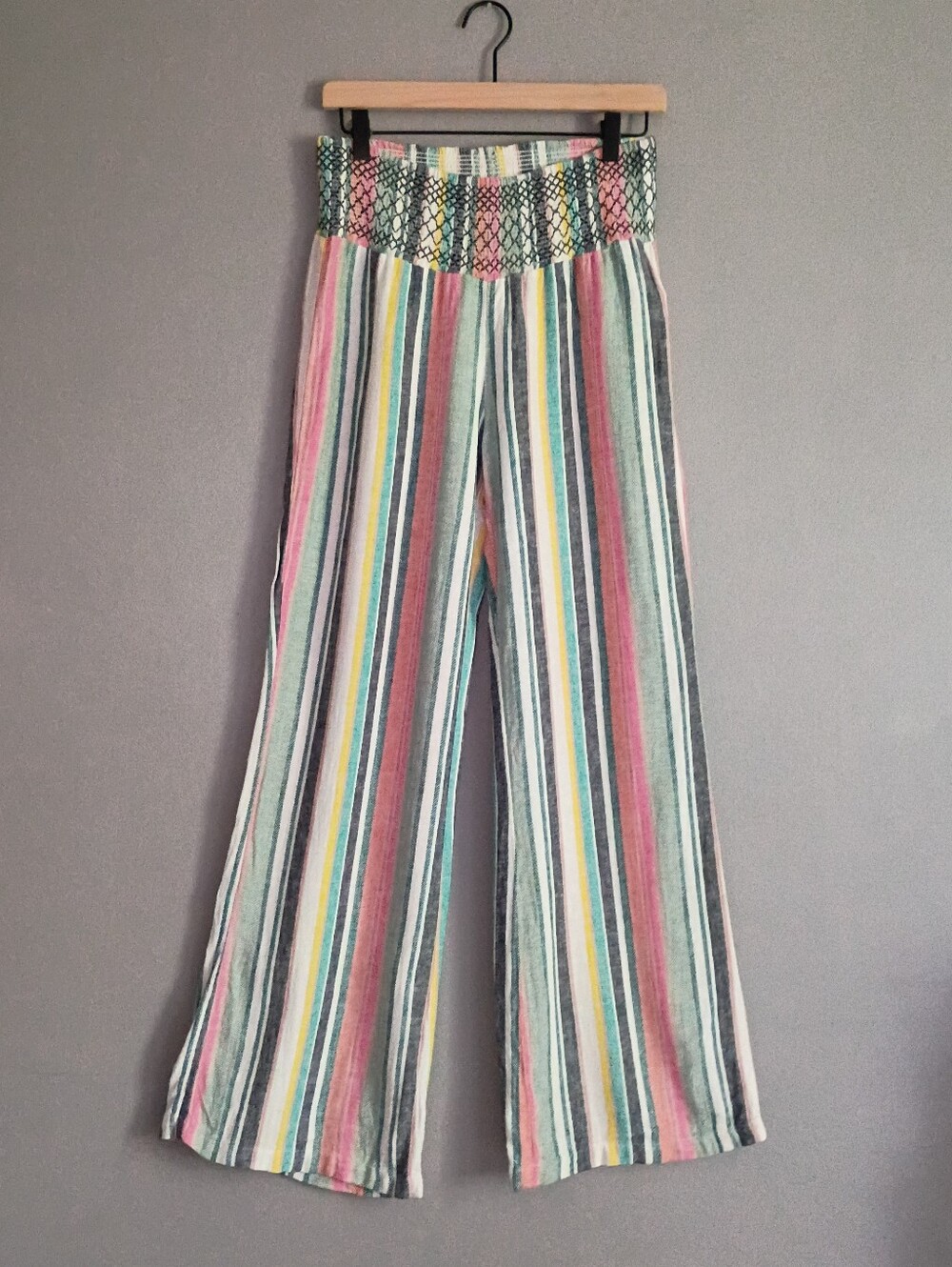 SO Brand Linen Blend Stripe Summer Wide Leg Pants Medium